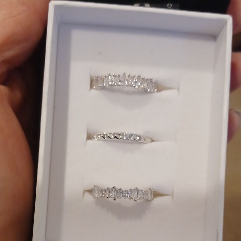 Bomb Party Luxe Bands Set Size 8 Super Sparkly Diamond Cubic Zirconia In Hematit